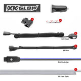 XKGLOW XK-FO-ADV 2pc 6ft Fiber Optic Roll 6pc LED Head XKchrome App Controlled Fiber Optic LED Accent Light Kit