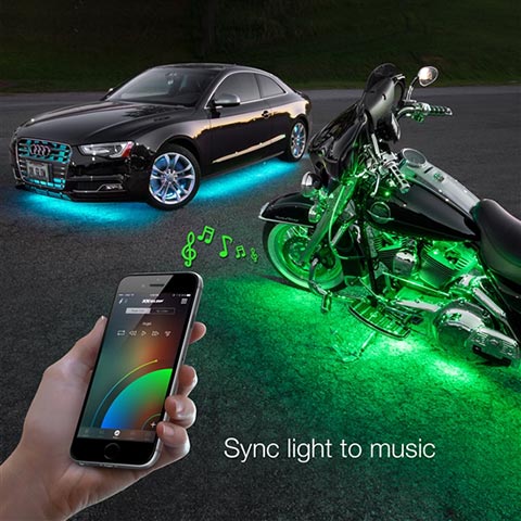 XKGLOW KS-Moto-Pro 14xPod + 12x10 Strip Million Color XKCHROME Smartphone App Controlled ATV/Motorcycle LED Accent Light Kit